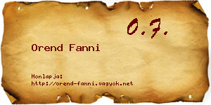 Orend Fanni névjegykártya